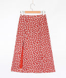 Jupe longue fleurie rouge