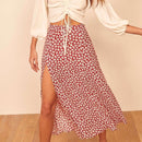 Jupe longue fleurie rouge