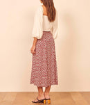 Jupe longue fleurie rouge