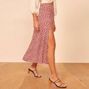 Jupe longue fleurie rouge