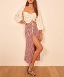 Jupe longue fleurie rouge