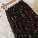 jupe mi longue noire fleurie