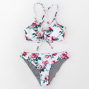 Maillot de bain blanc fleur rose
