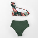 Maillot de bain fleuri asymétrique
