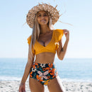 Maillot de bain fleuri taille haute