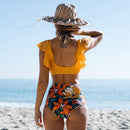 Maillot de bain fleuri taille haute