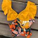 Maillot de bain fleuri taille haute