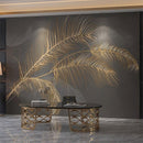 Papier peint feuillage doré