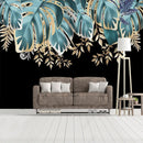 Papier peint feuillage fond noir