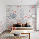 Papier peint feuillage pastel