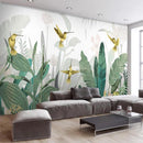 Papier peint feuillage salon