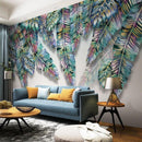 Papier peint feuillage tropical vert