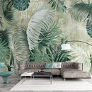 Papier peint feuillage vert clair