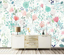 Papier peint fleuri multicolore