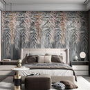 Papier peint gris feuillage