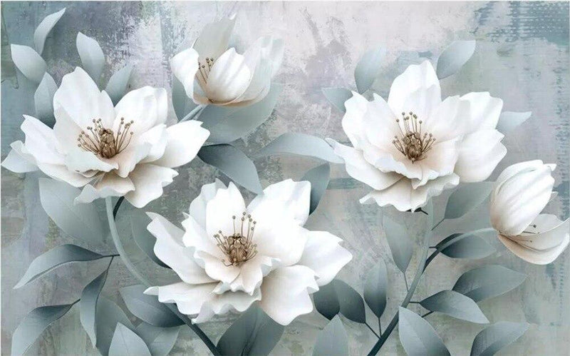 Papier peint grosse fleur blanche