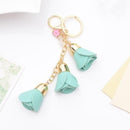 Porte-clé fleurs turquoise