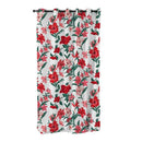 Rideau blanc avec fleur rouge
