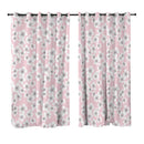 Rideau rose imprime fleuri