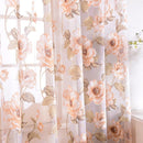 Rideaux avec voilage fleurs oranges
