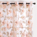 Rideaux avec voilage fleurs oranges