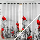 Rideaux gris coquelicots