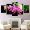 Tableau 5 panneaux orchidée