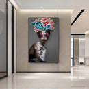 Tableau femme cheveux en fleurs