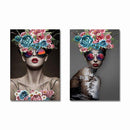 Tableau femme cheveux en fleurs