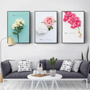 Tableau fleurs blanches et roses