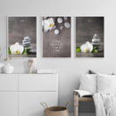 Tableau galets et fleurs zen