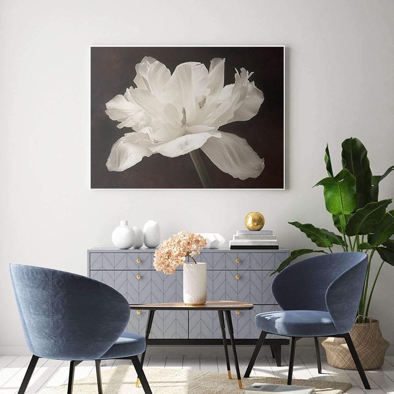 Tableau moderne fleur blanche