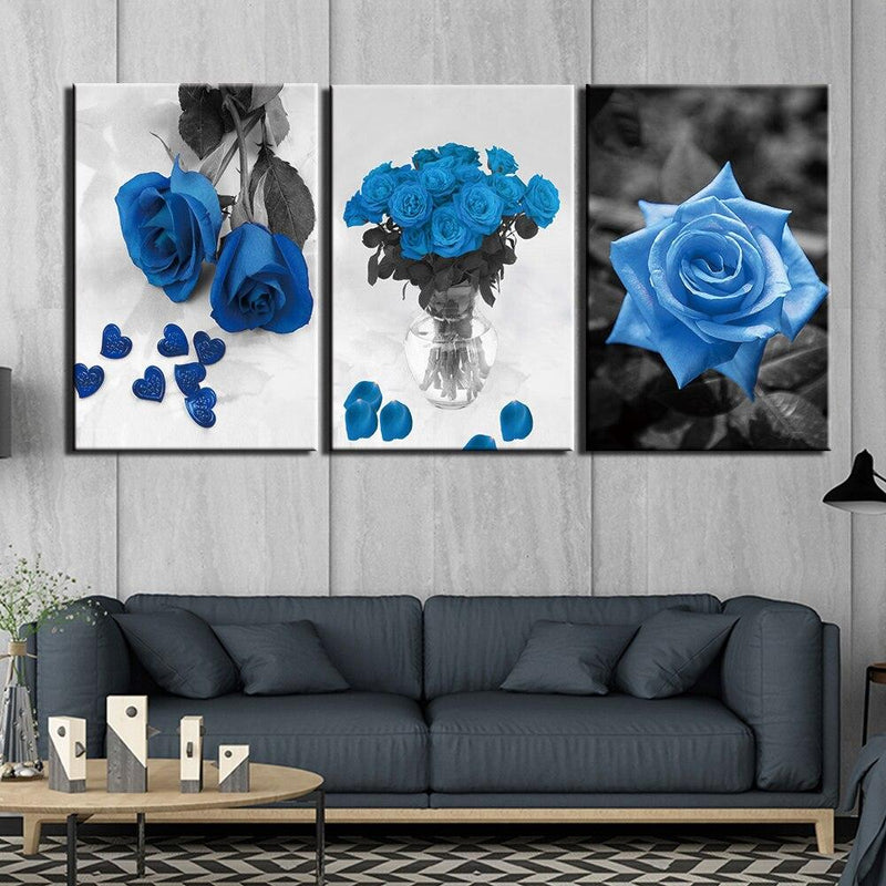 Tableau moderne fleurs bleues