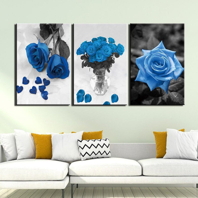 Tableau moderne fleurs bleues