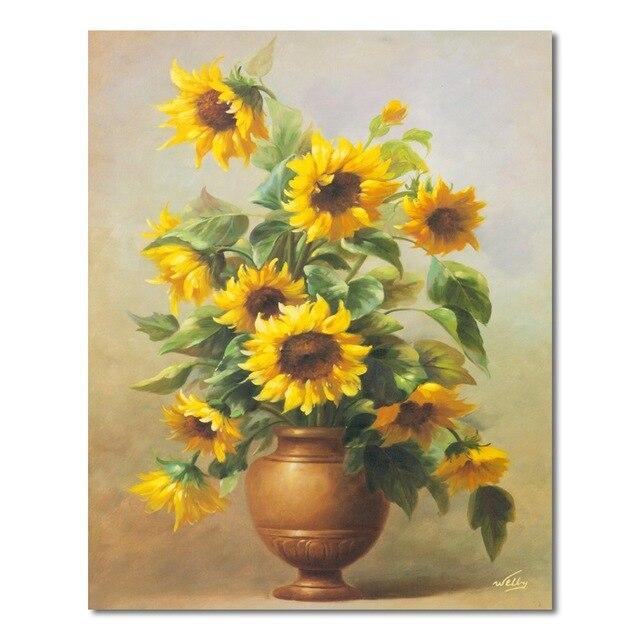 Tableau pot de fleur style Van Gogh