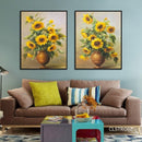 Tableau pot de fleur style Van Gogh