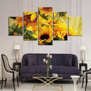 Tableau tournesol en 5 parties