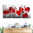 Tableau triptyque fleurs rouges