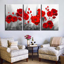 Tableau triptyque fleurs rouges