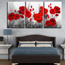 Tableau triptyque fleurs rouges