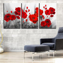 Tableau triptyque fleurs rouges