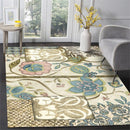 Tapis fleuri bleu